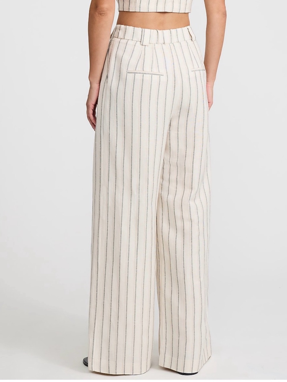 Express Cream Striped Wide-Leg Trousers - Picture 2 of 4